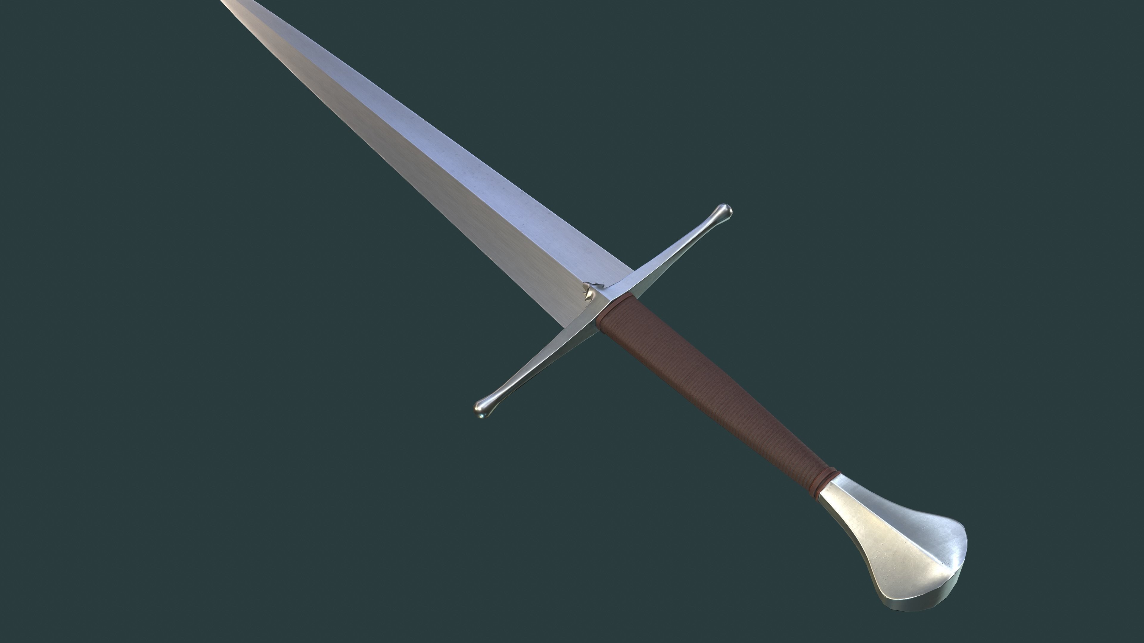 Albion Principe Medieval Sword PBR game ready Low-poly 3D model_1