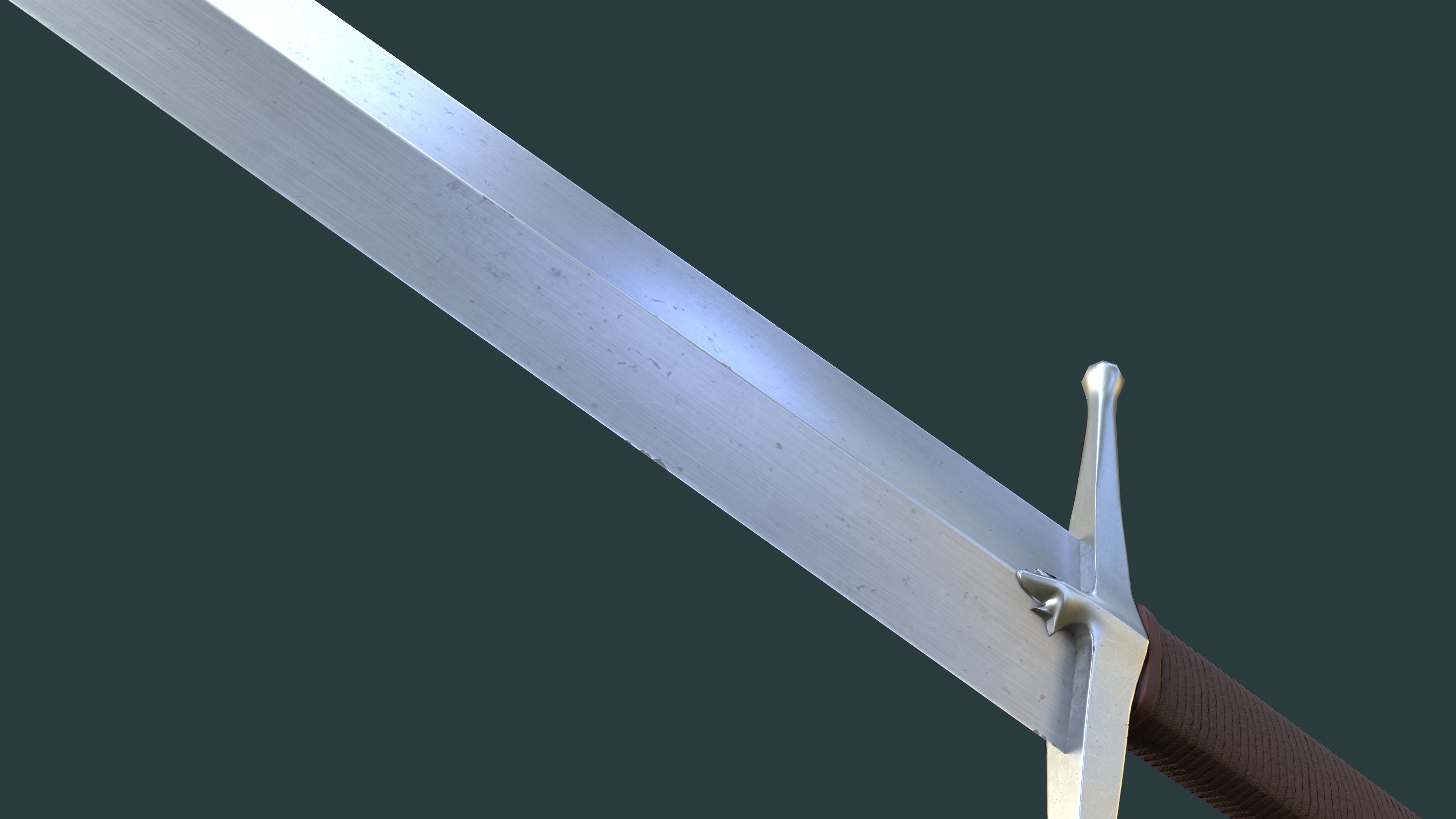 Albion Principe Medieval Sword PBR game ready Low-poly 3D model_4