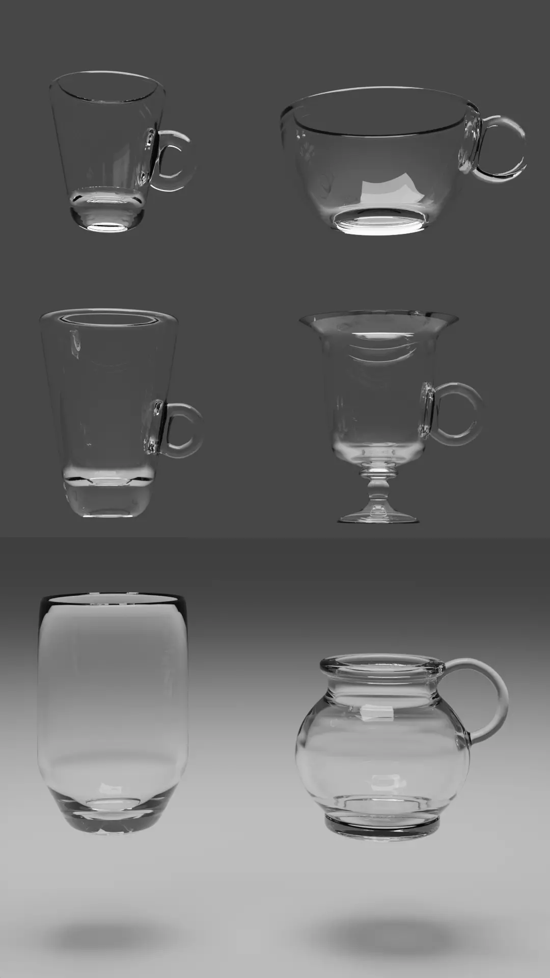 Kit de Tazas de Cristal Free 3D model