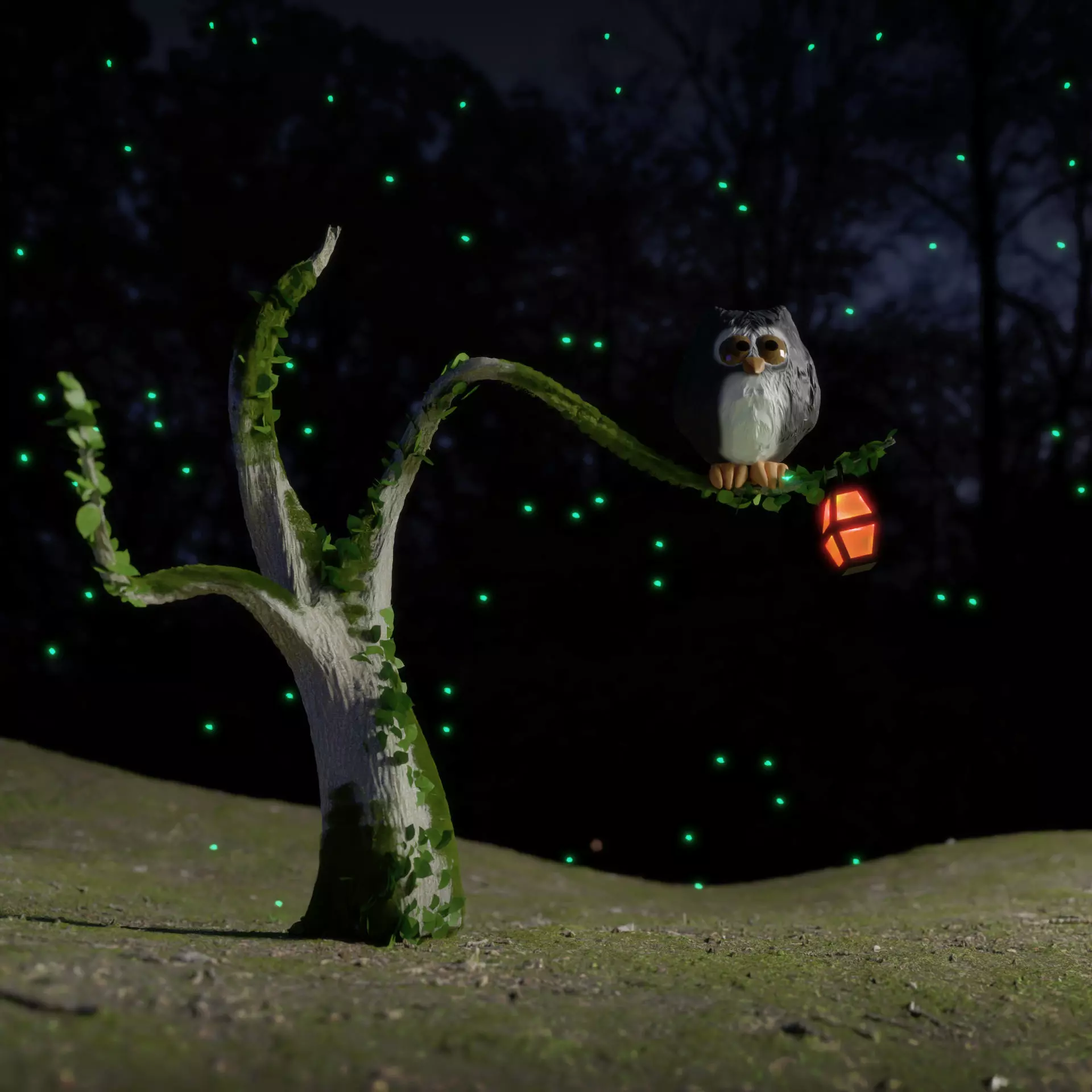 Owl cartoon Free 3D model_0