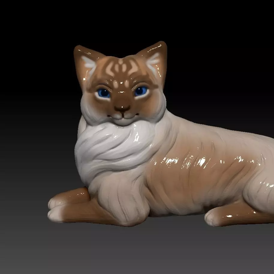 Birman cat lies 3D print model
