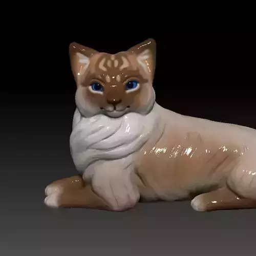Birman cat lies 3D print model