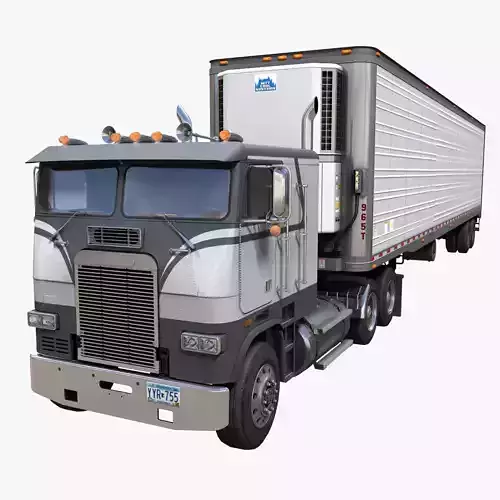 Freightliner van trailer Low-poly 3D model