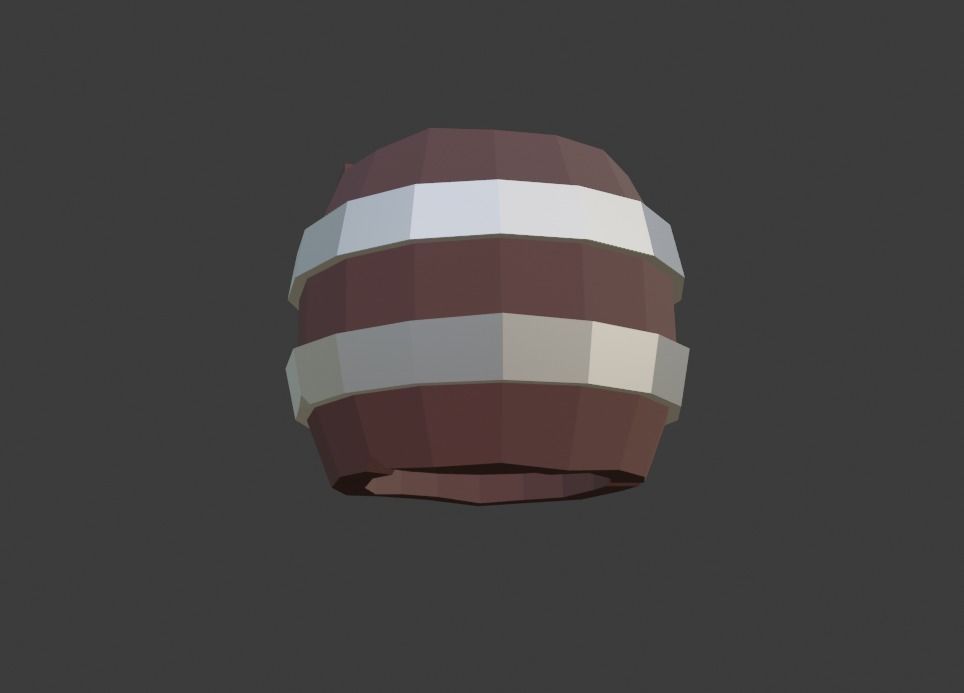 Low Poly Wooden Barrel 3D model_3