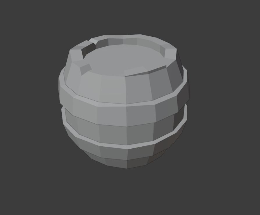 Low Poly Wooden Barrel 3D model_7