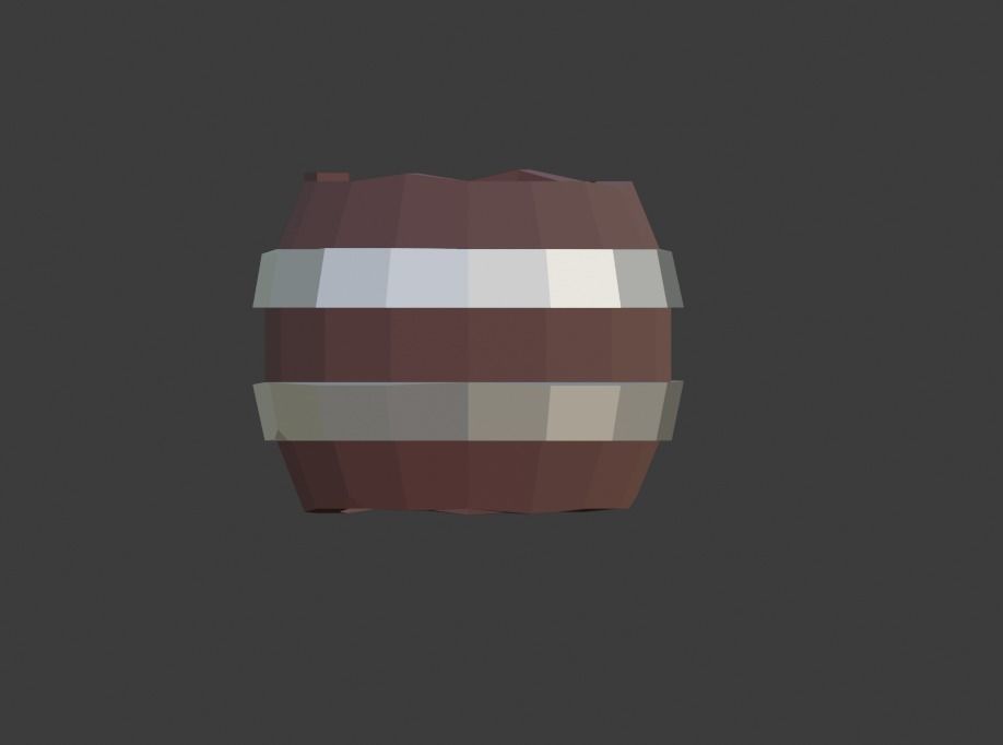 Low Poly Wooden Barrel 3D model_4