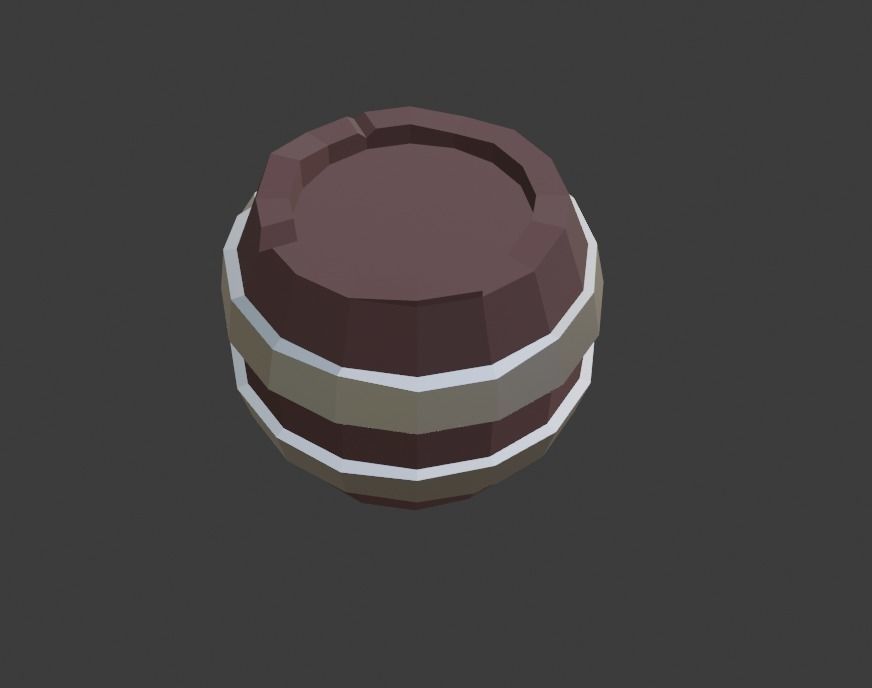 Low Poly Wooden Barrel 3D model_1