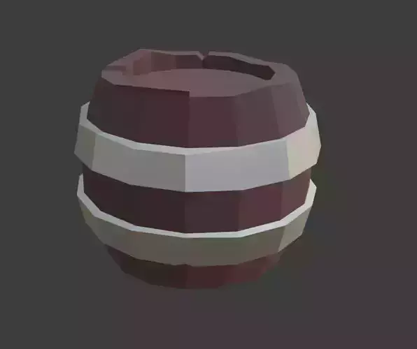 Low Poly Wooden Barrel