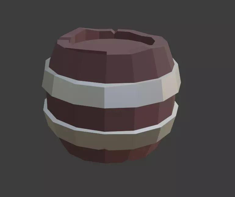 Low Poly Wooden Barrel 3D model_0