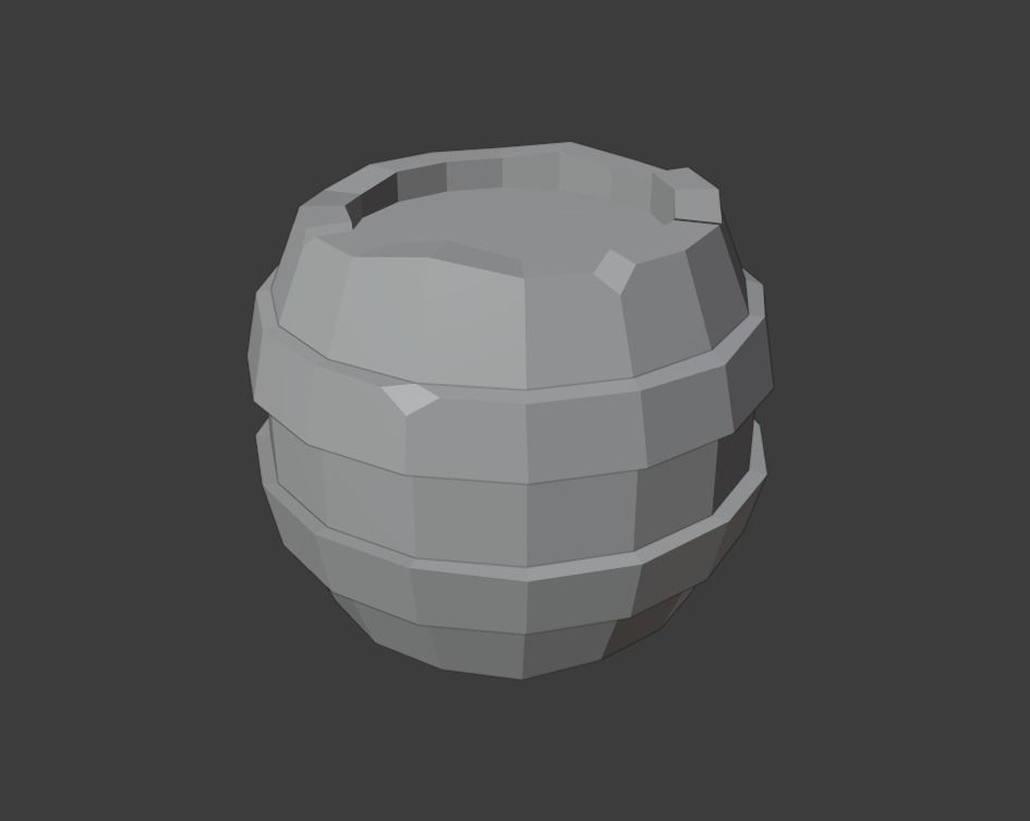 Low Poly Wooden Barrel 3D model_6