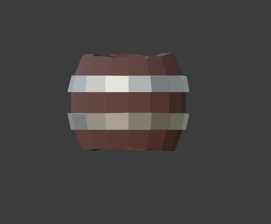 Low Poly Wooden Barrel 3D model_5