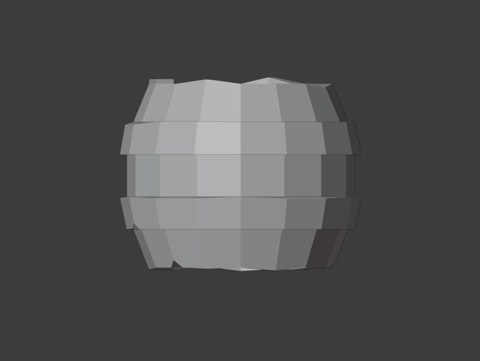 Low Poly Wooden Barrel 3D model_8