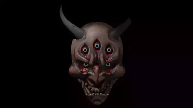 Youkai mask Low-poly 3D model