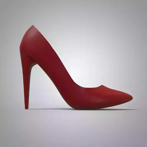 Female classic Red High Heel Shoes 3D Model Fashion Footwear  Low-poly 3D model
