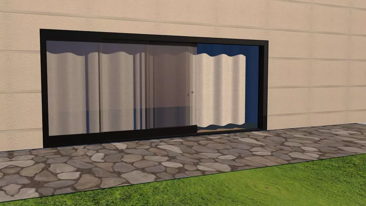 sliding glass door Free 3D model_0