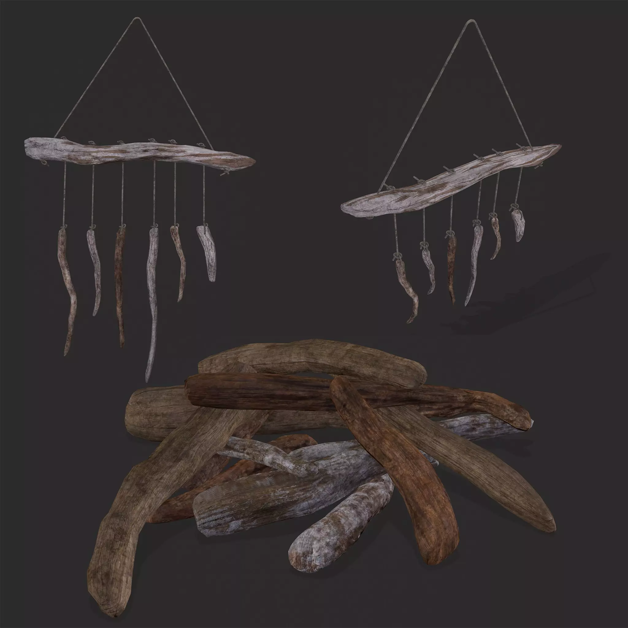 Driftwood Pile and Ornament 3D Model Collection_0
