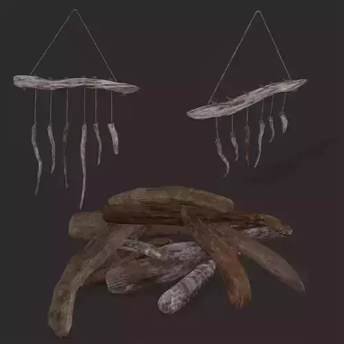Driftwood Pile and Ornament 3D Model Collection