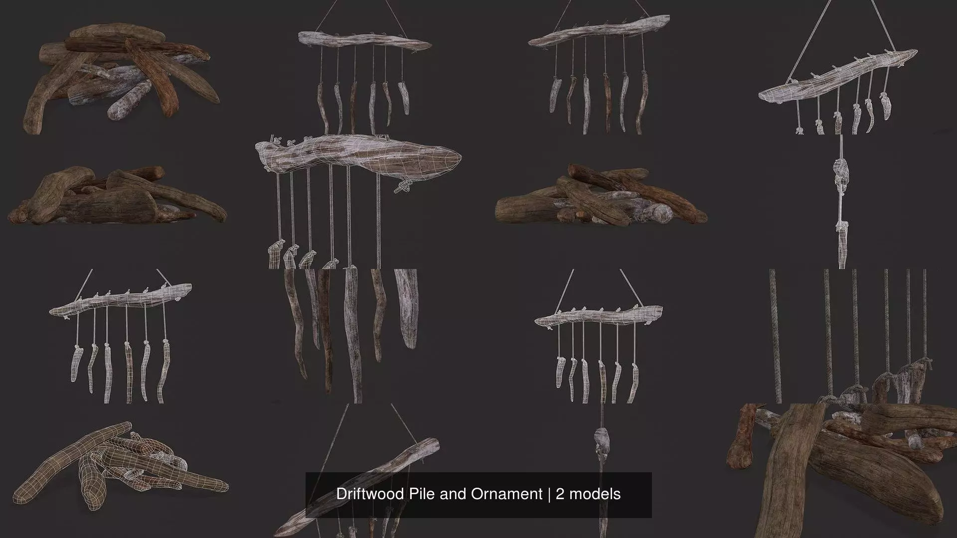Driftwood Pile and Ornament 3D Model Collection_3