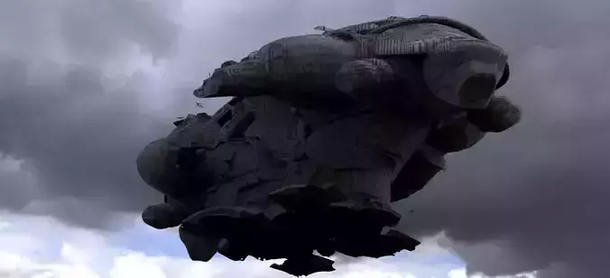 Prometheus Ship architecture low Polly 3D model