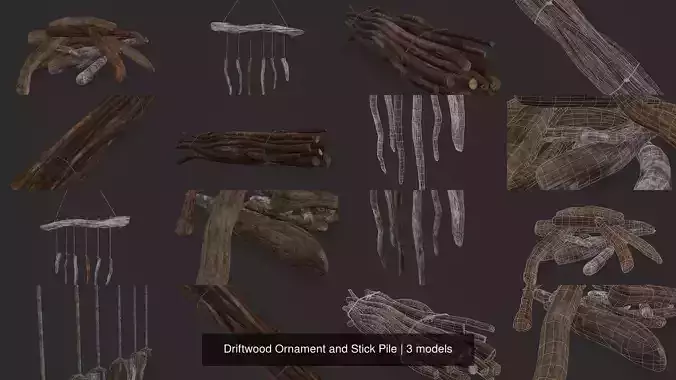 Driftwood Ornament and Stick Pile