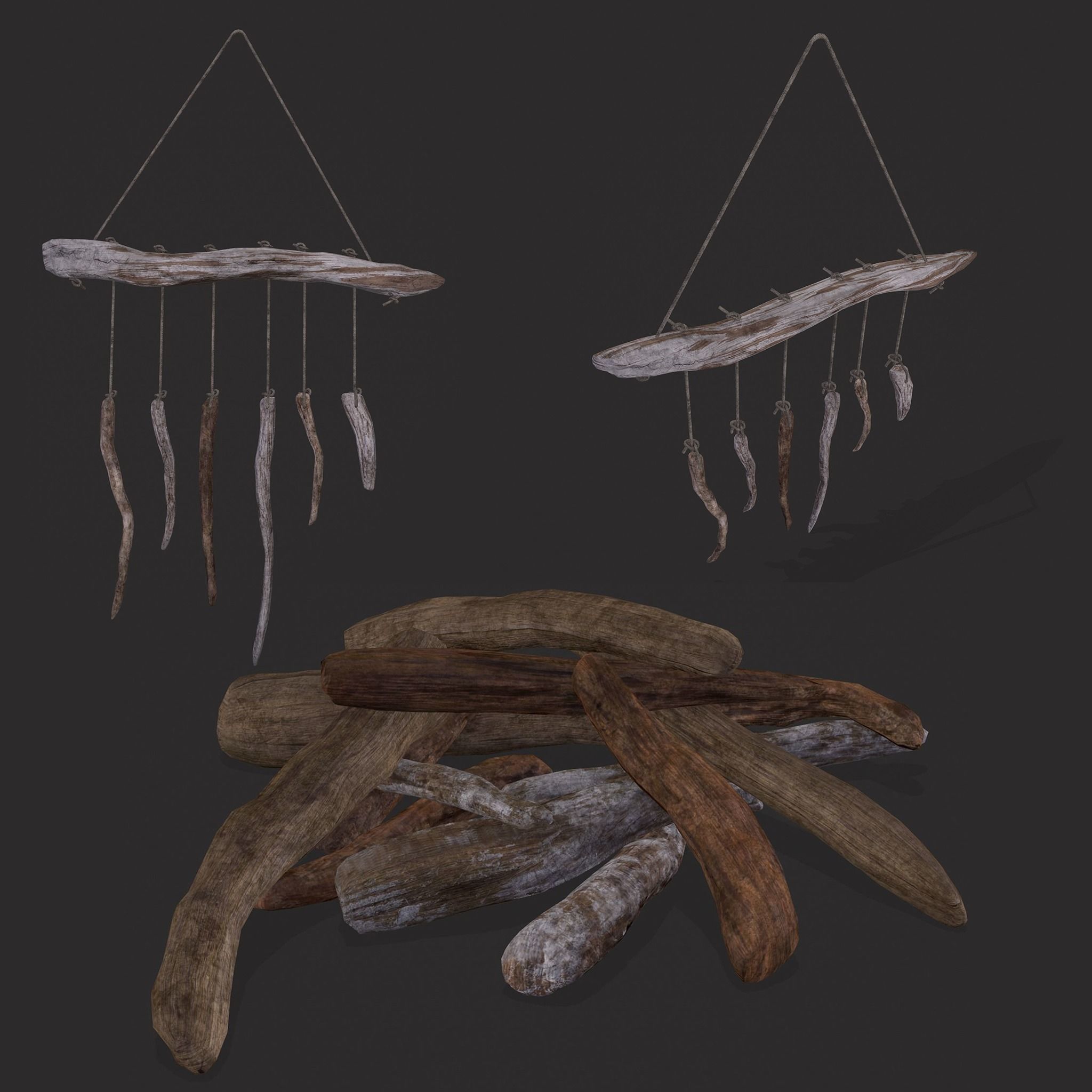Driftwood Ornament and Stick Pile 3D Model Collection_12