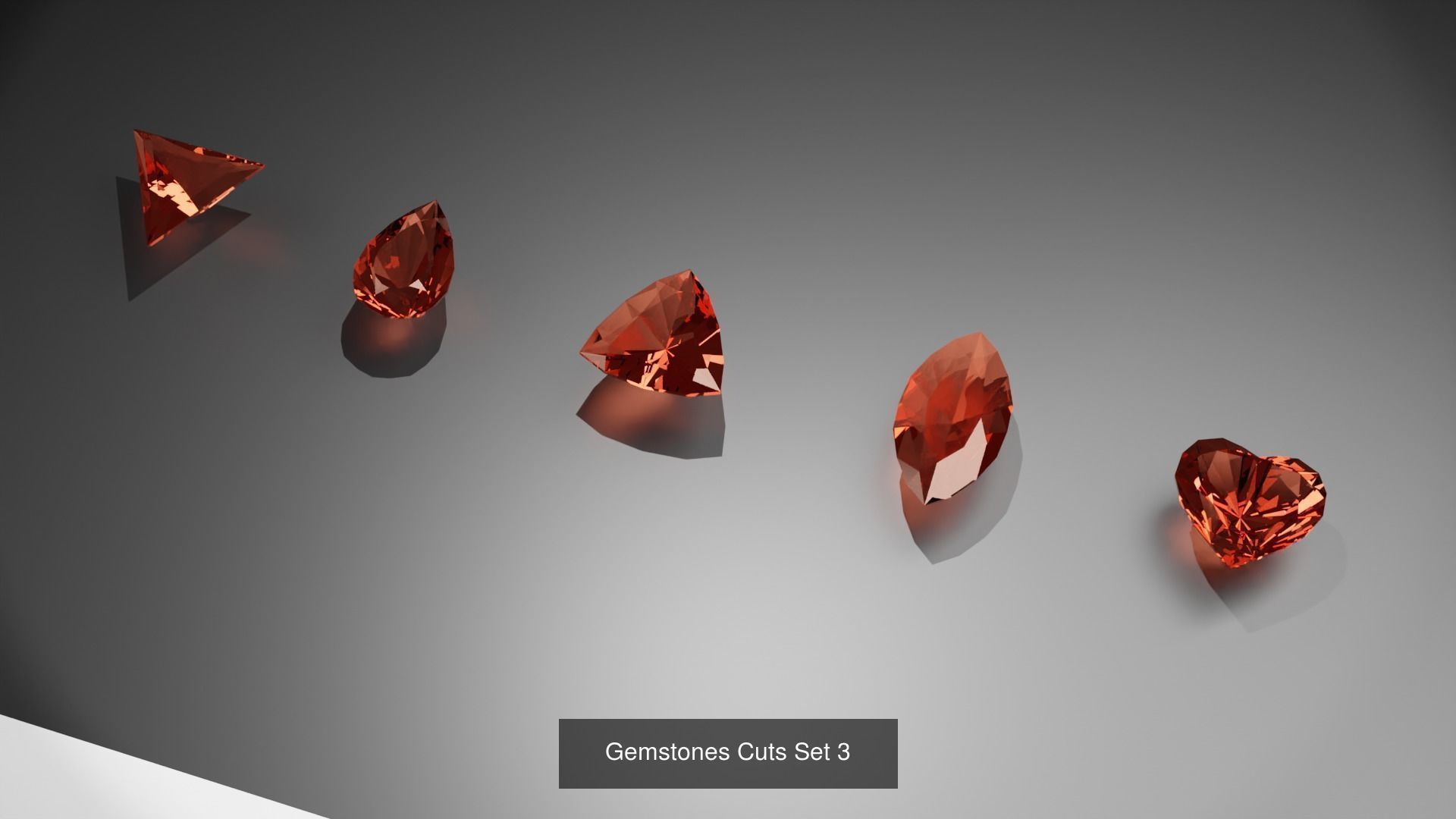 Set of 25 Gemstones Cuts 3D Model Collection_3