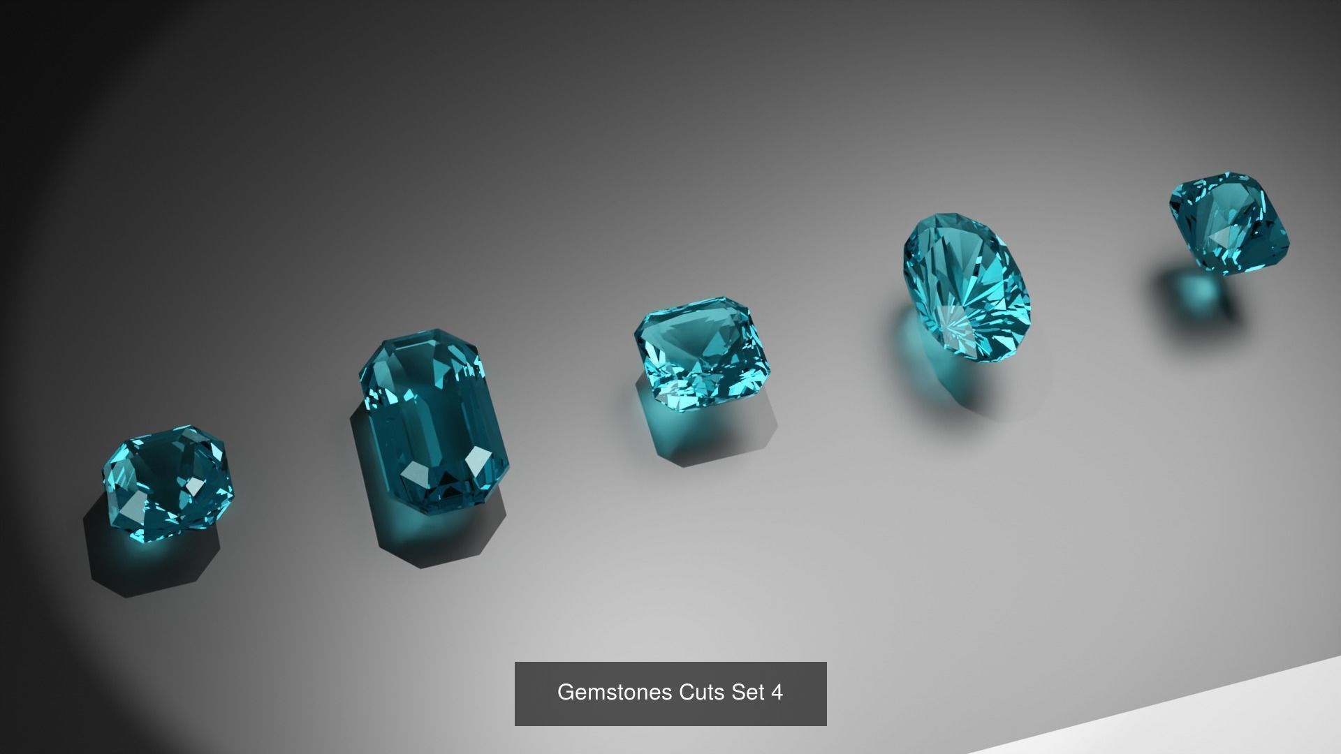 Set of 25 Gemstones Cuts 3D Model Collection_4