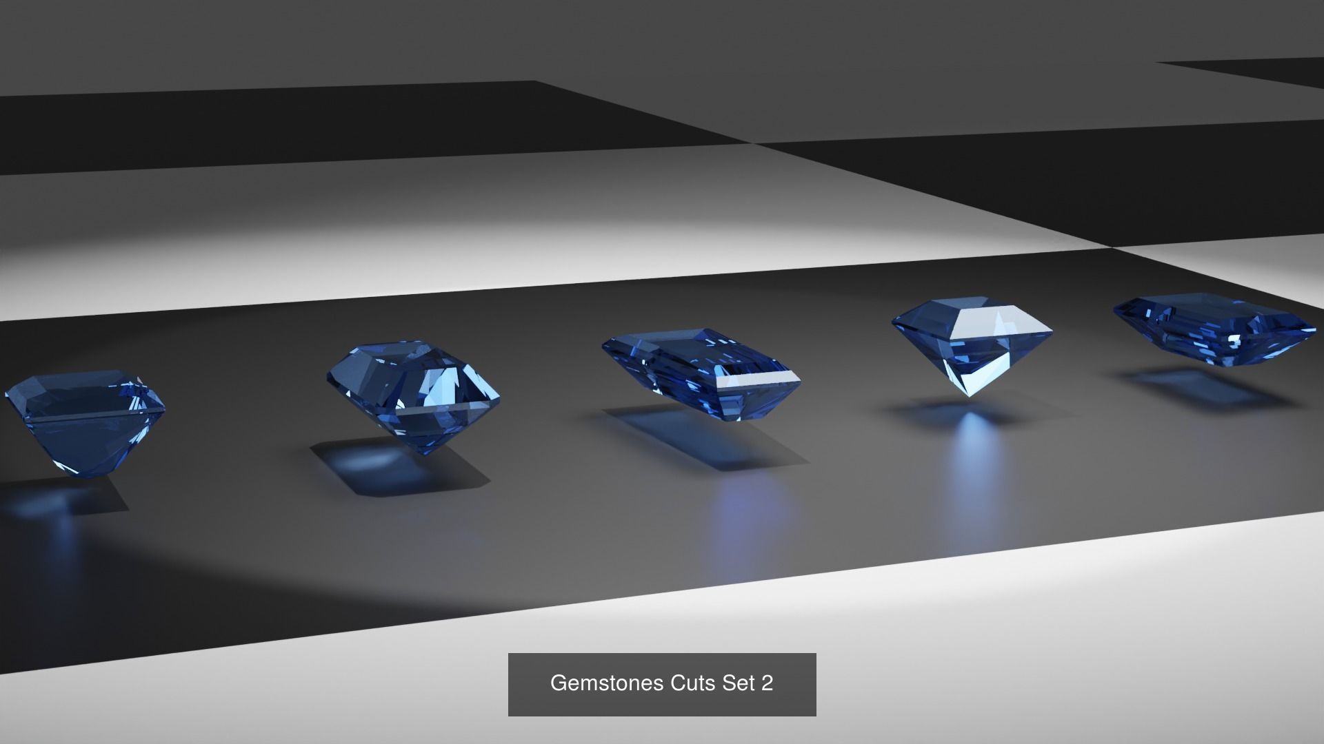 Set of 25 Gemstones Cuts 3D Model Collection_2