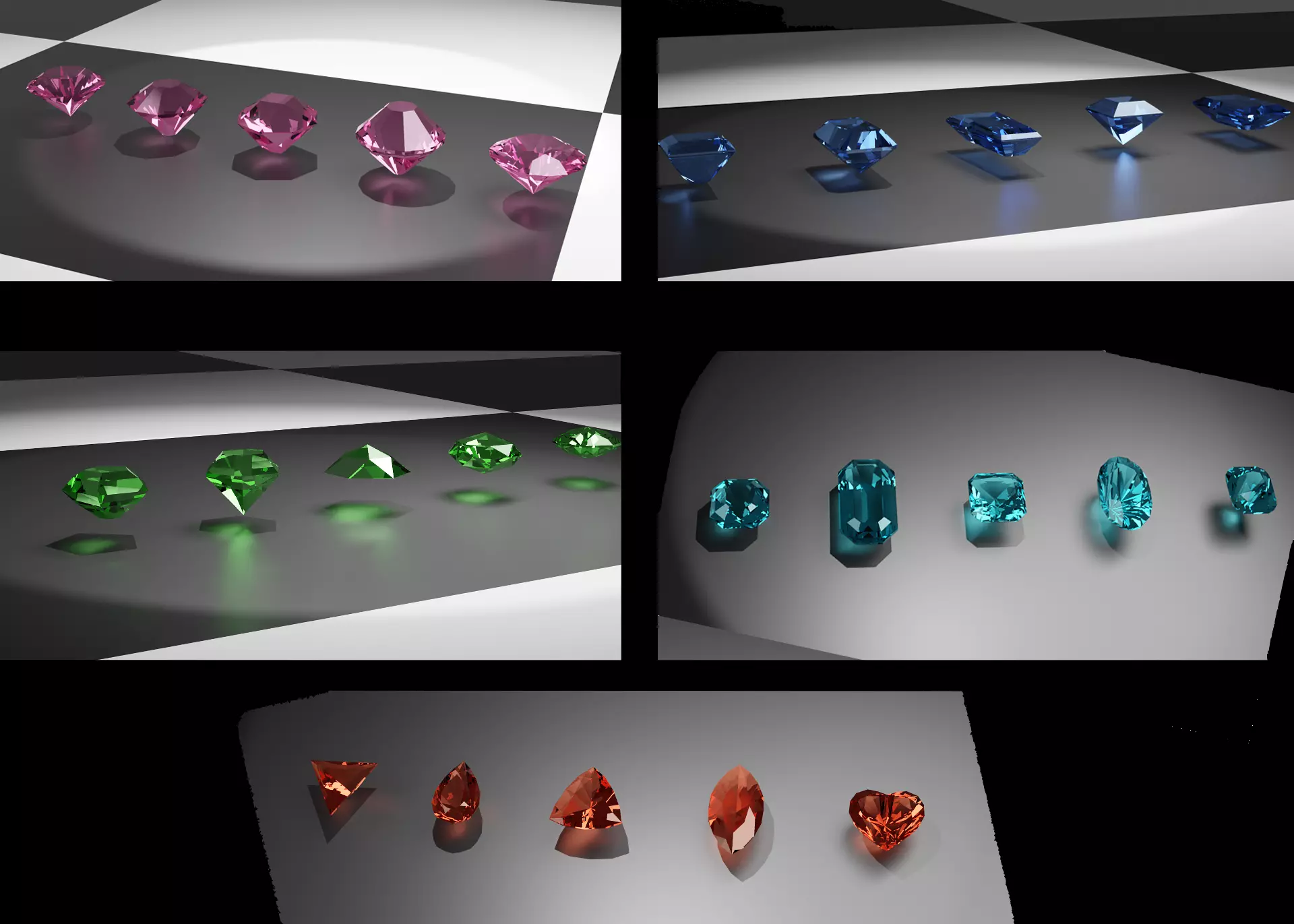 Set of 25 Gemstones Cuts 3D Model Collection_0