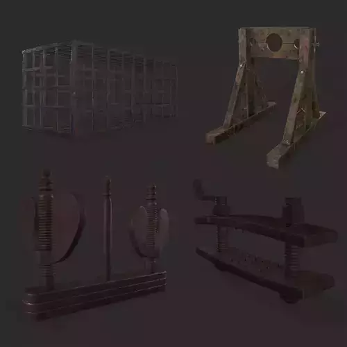 Four Torture Tools 3D Model Collection