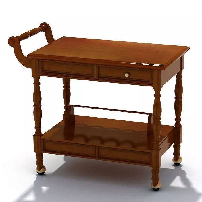 Classic Tea Cart Tray 3D model_0