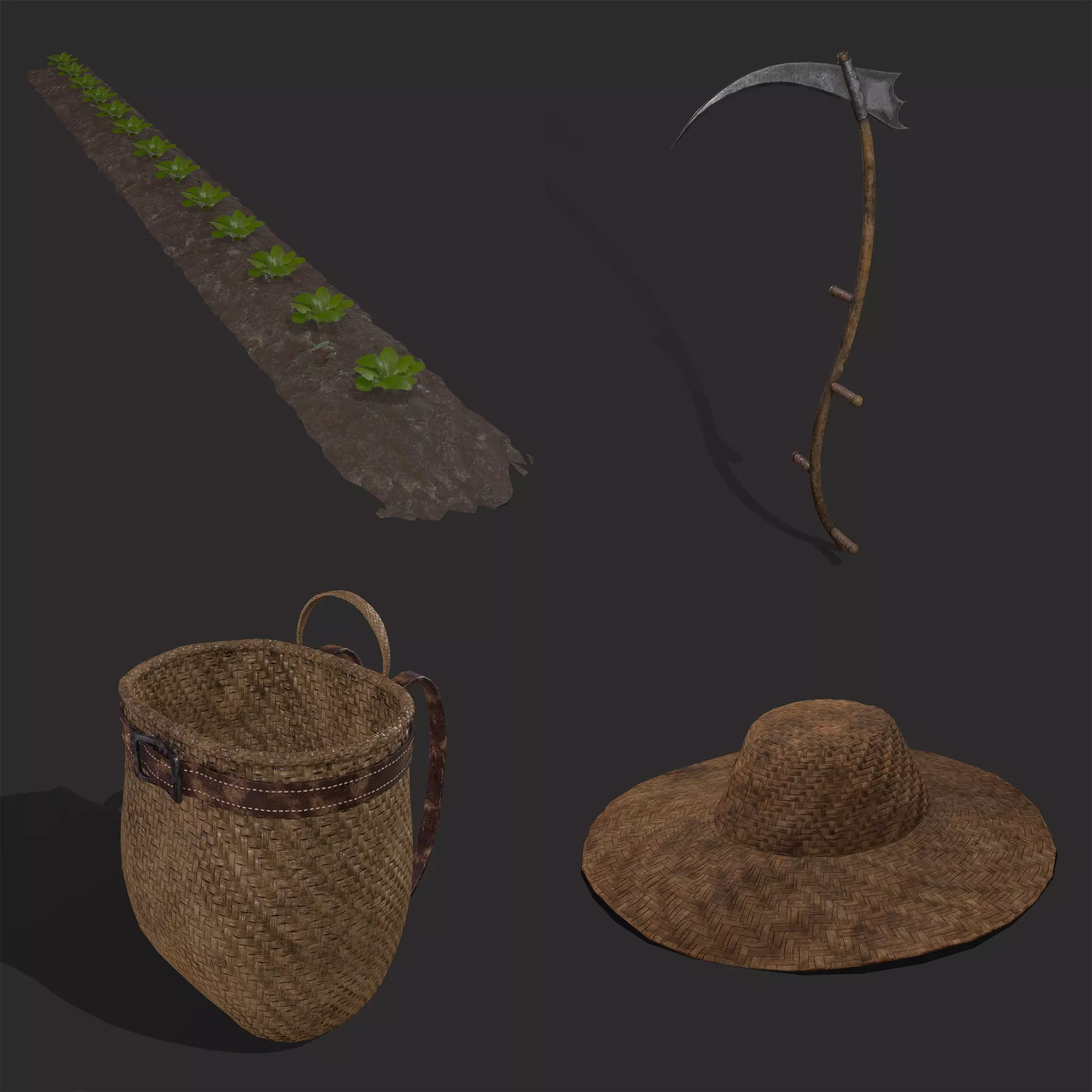 Simple Farmer Set  3D Model Collection_0