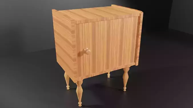 Wood Bed Side Table Low-poly 3D model