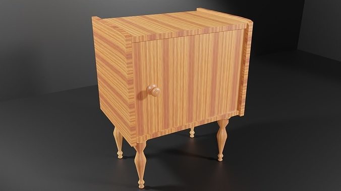 Wood Bed Side Table Low-poly 3D model