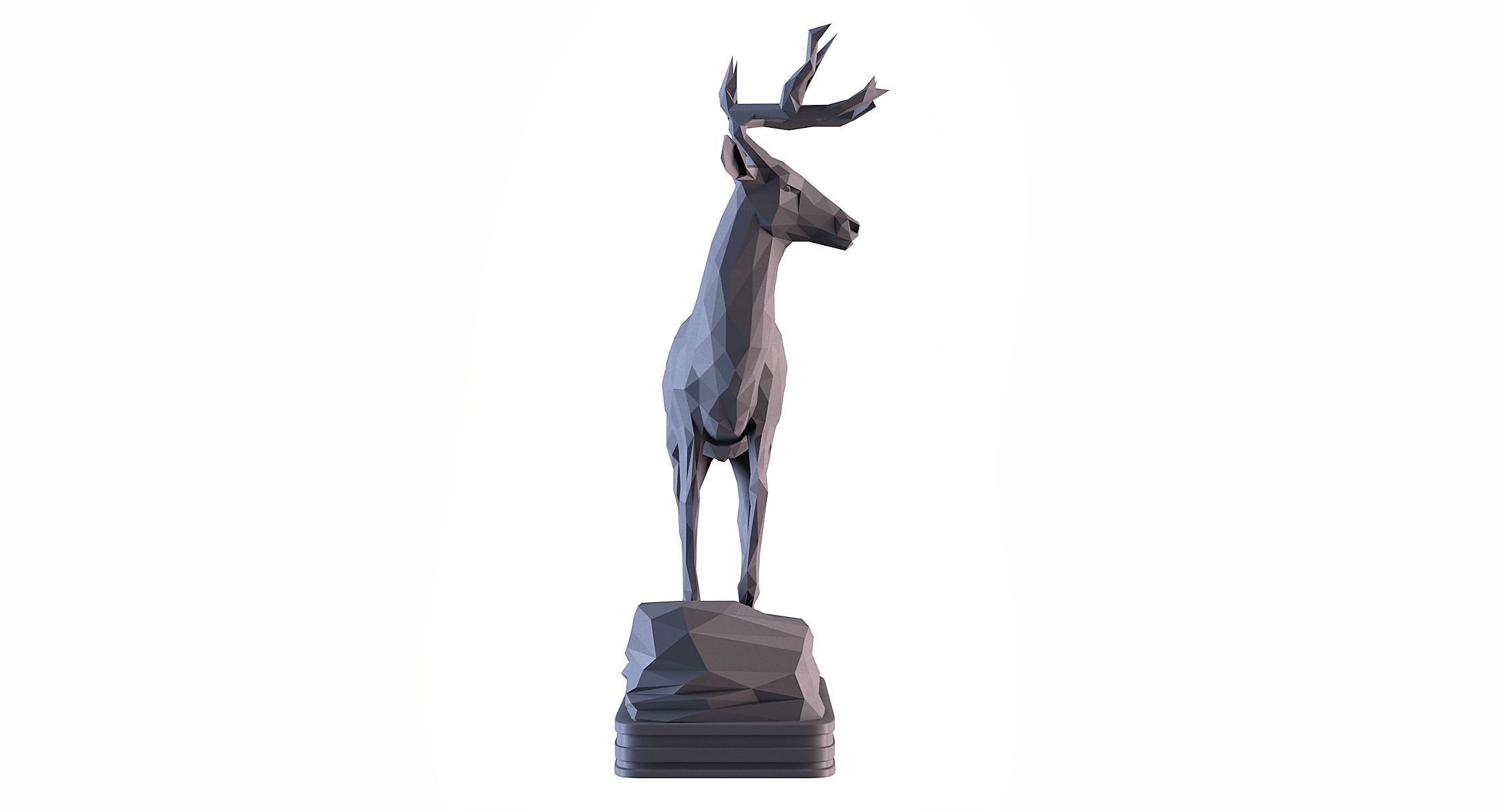 Deer LowPoly statue 3D print model_3