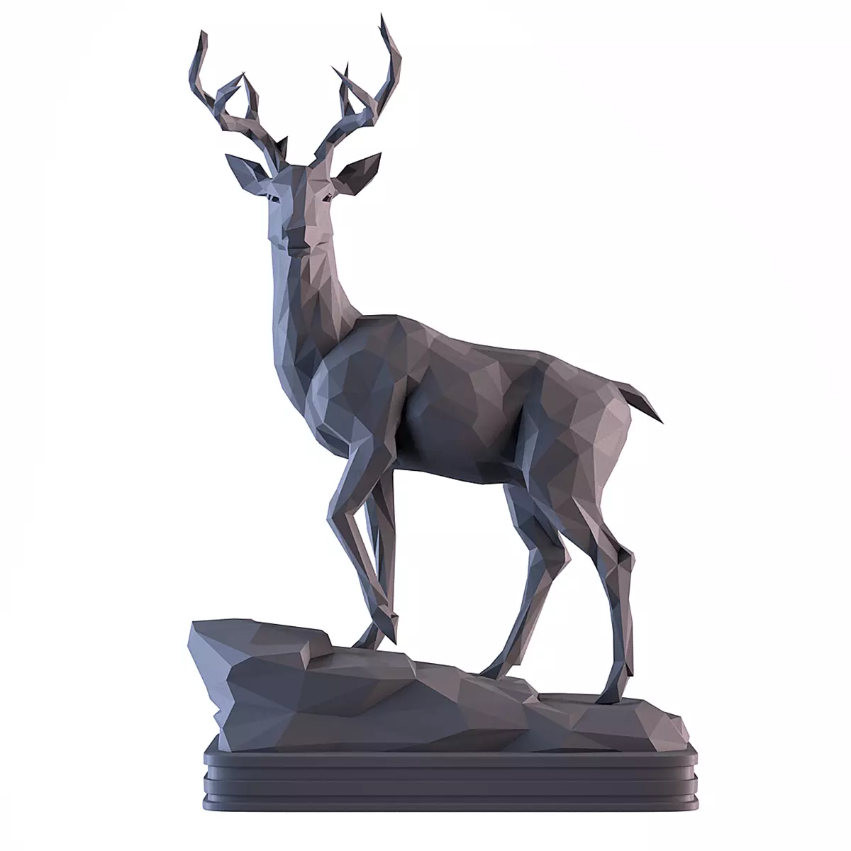 Deer LowPoly statue 3D print model_0