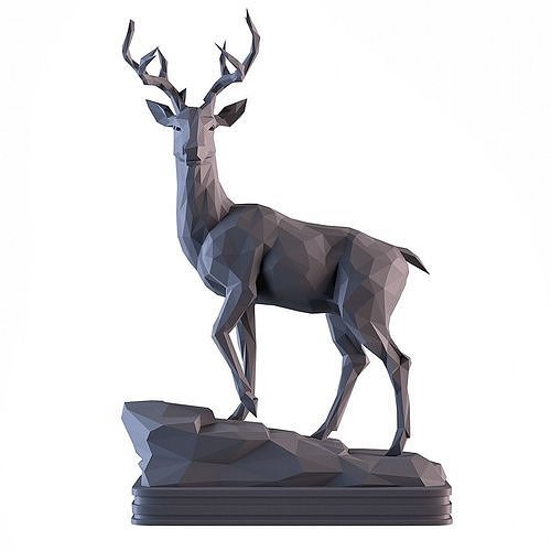 Deer LowPoly statue 3D print model