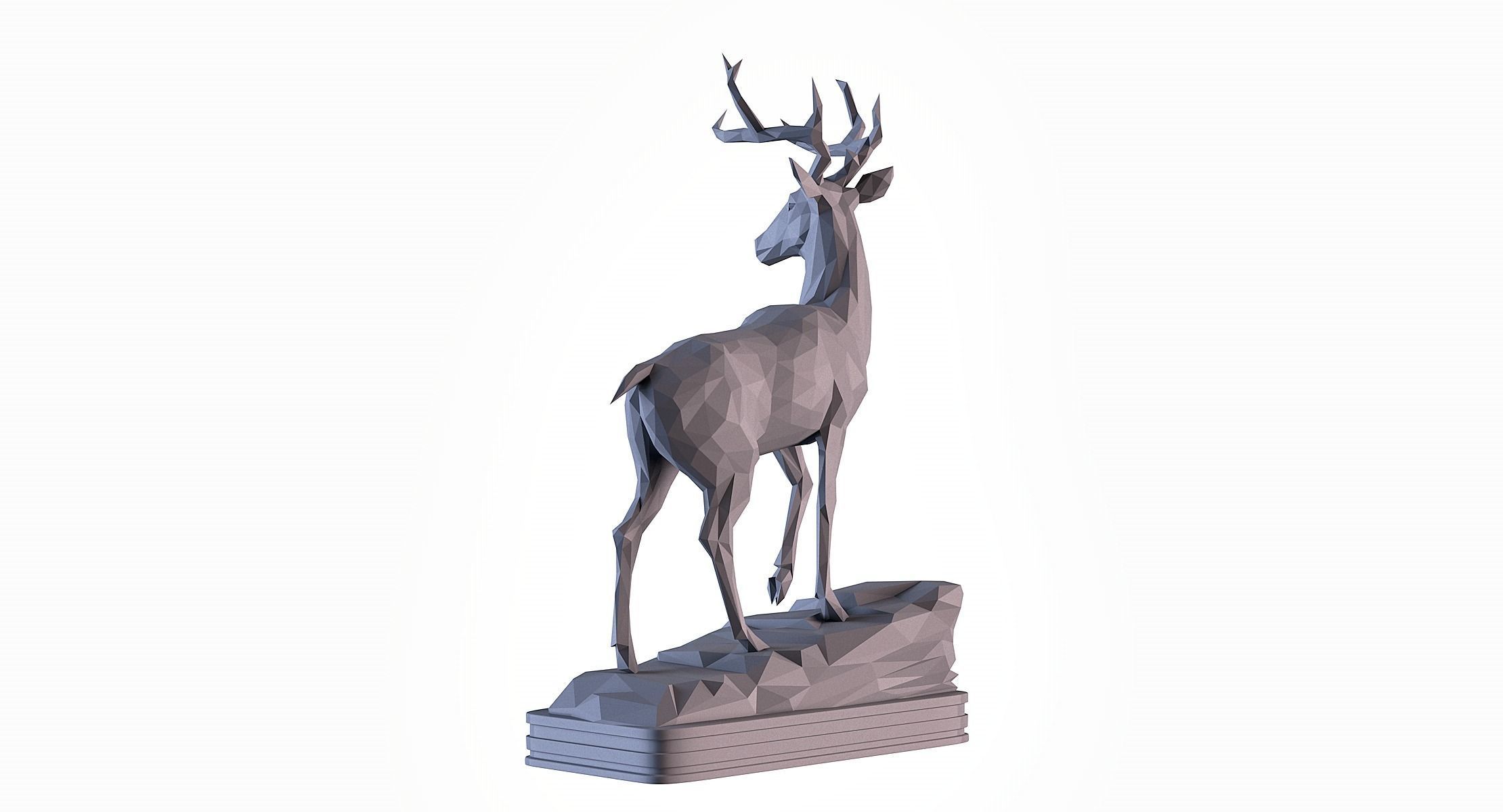 Deer LowPoly statue 3D print model_6