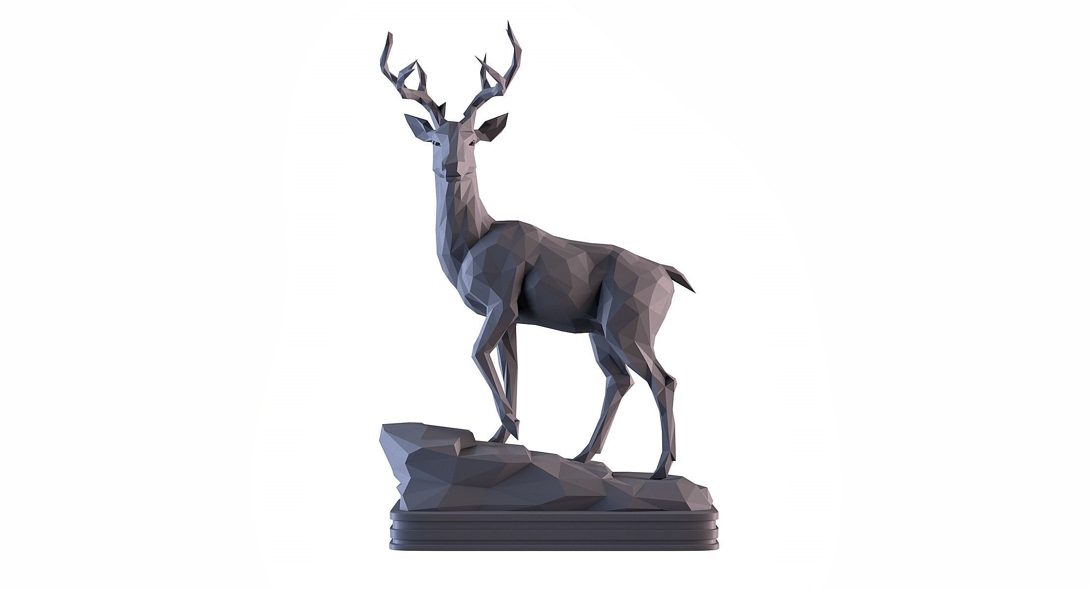 Deer LowPoly statue 3D print model_1