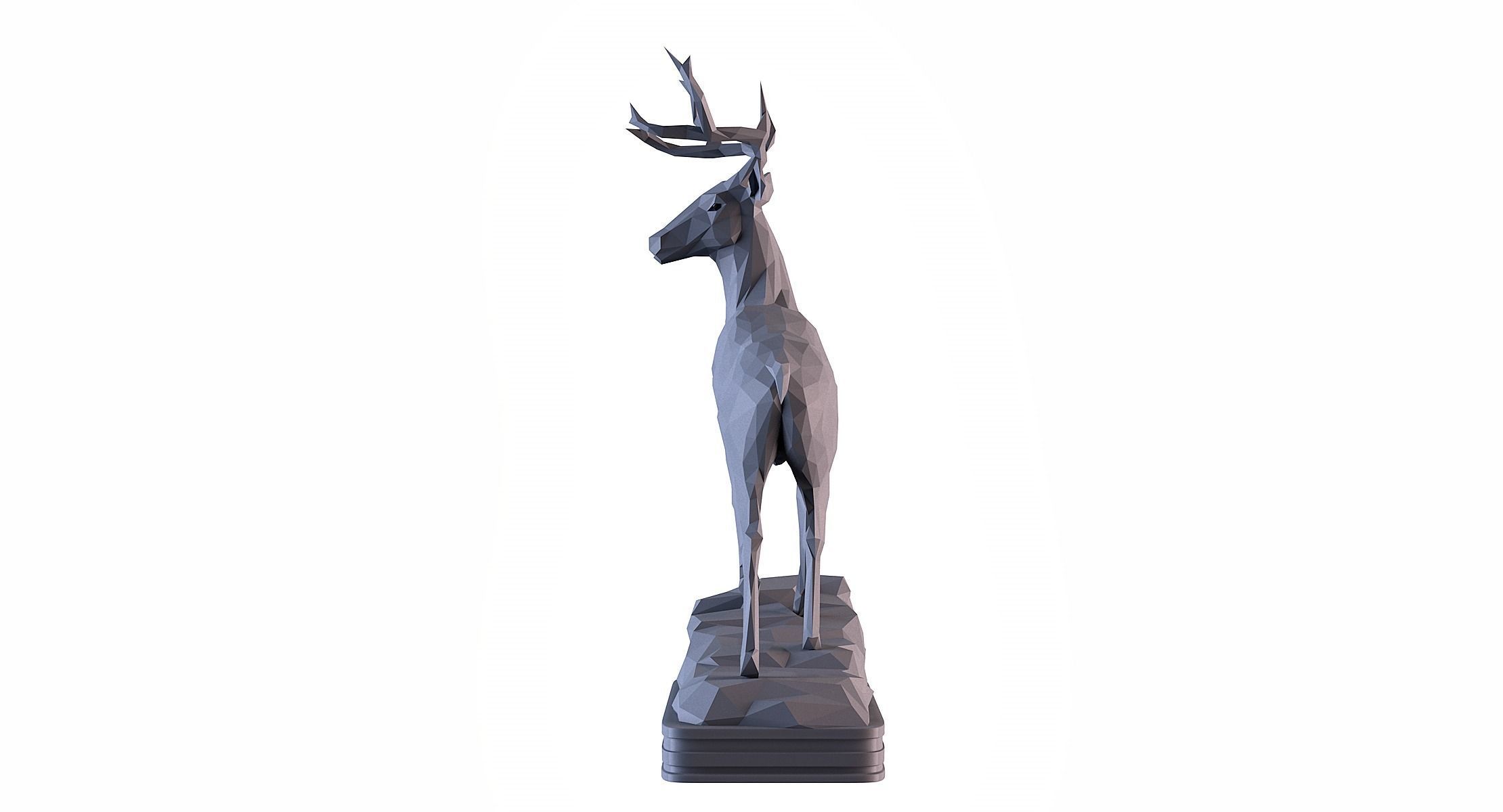 Deer LowPoly statue 3D print model_7