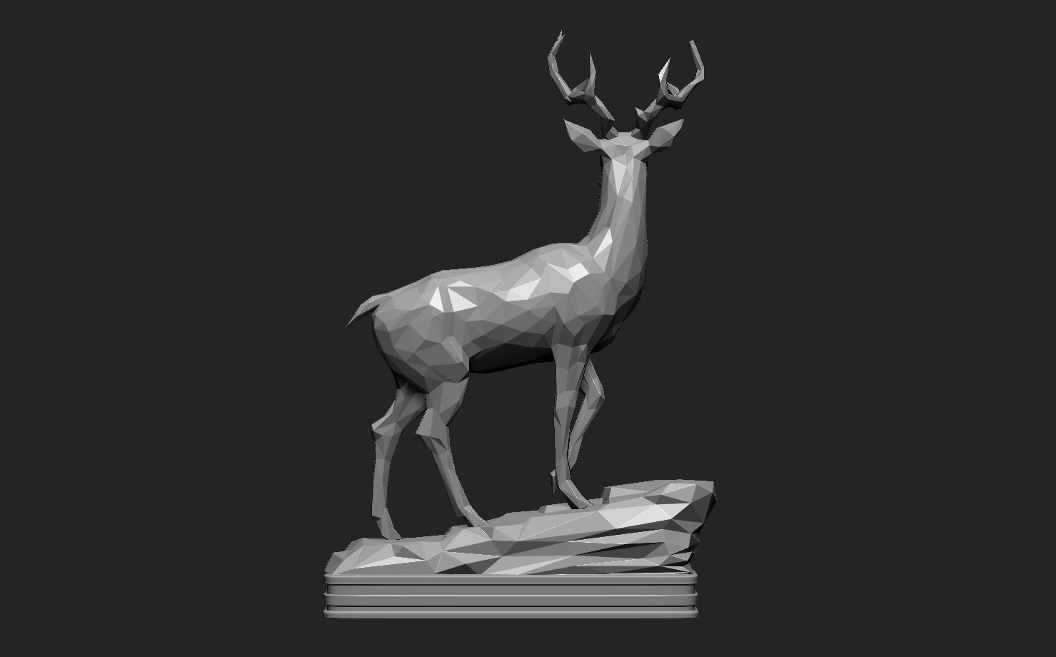 Deer LowPoly statue 3D print model_14