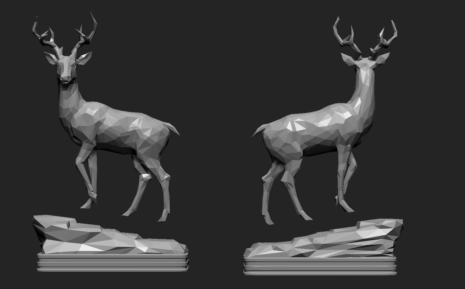 Deer LowPoly statue 3D print model_15
