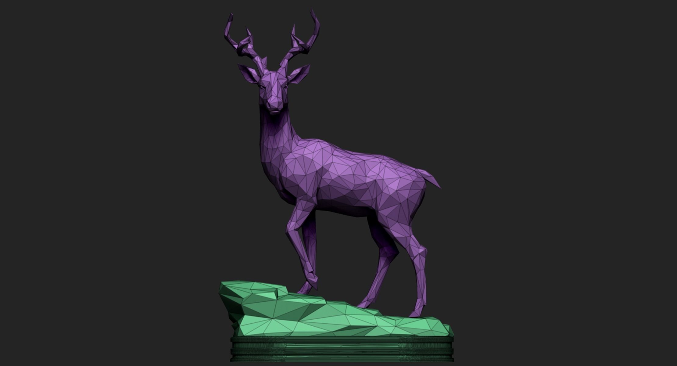 Deer LowPoly statue 3D print model_17