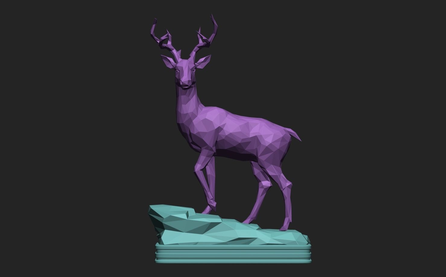 Deer LowPoly statue 3D print model_16