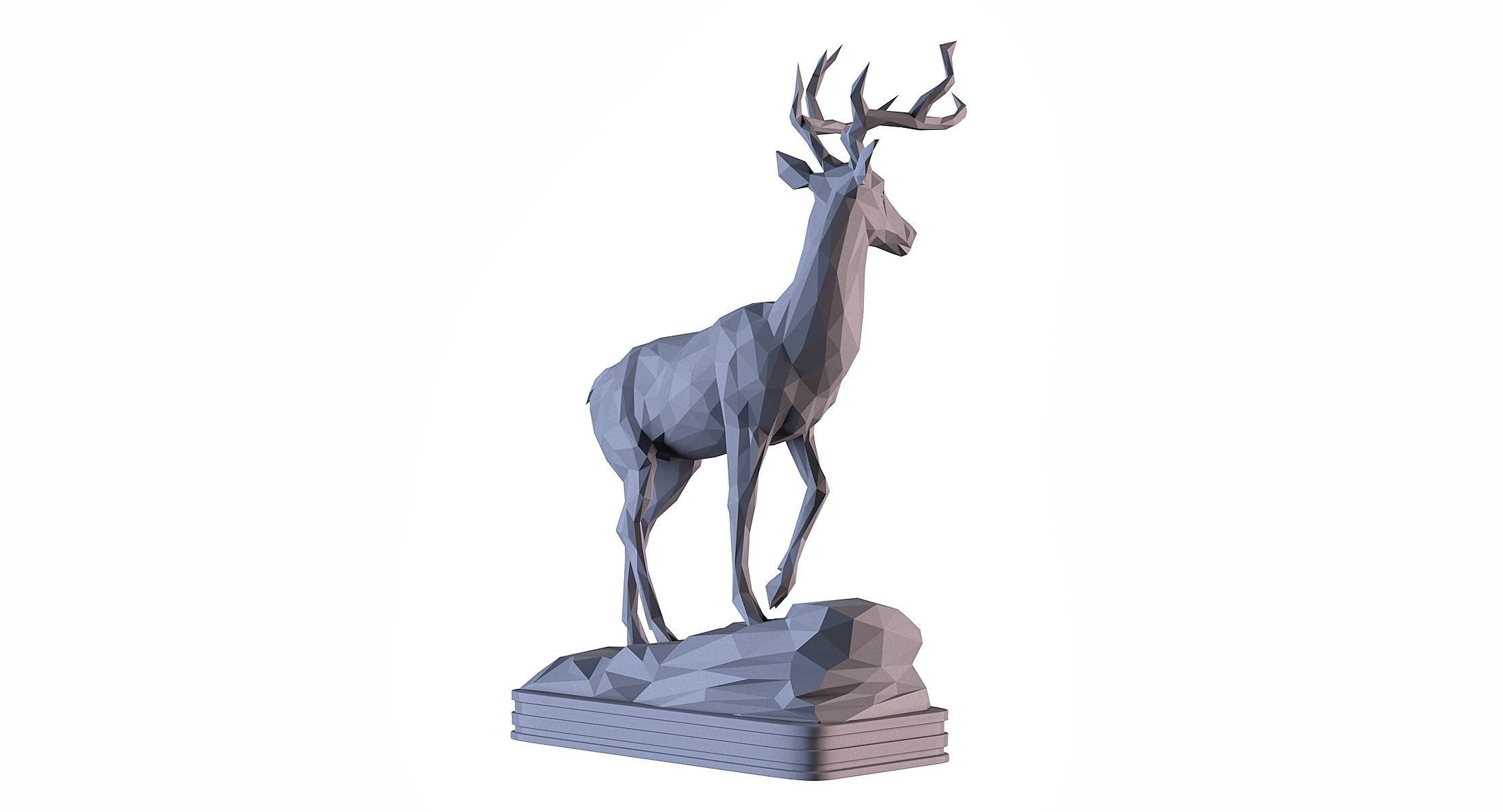 Deer LowPoly statue 3D print model_4