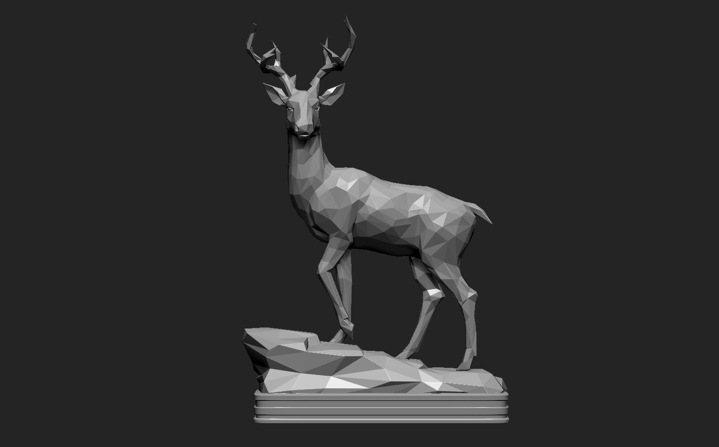 Deer LowPoly statue 3D print model_13