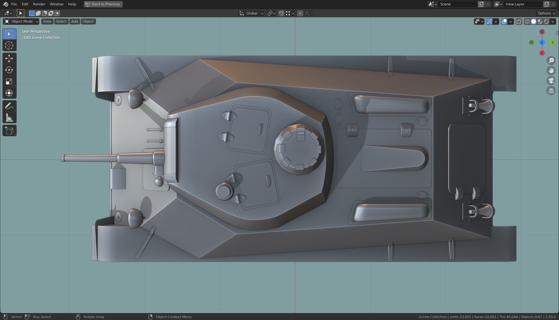 T 50 Tank Base Mesh Low-poly 3D model_5