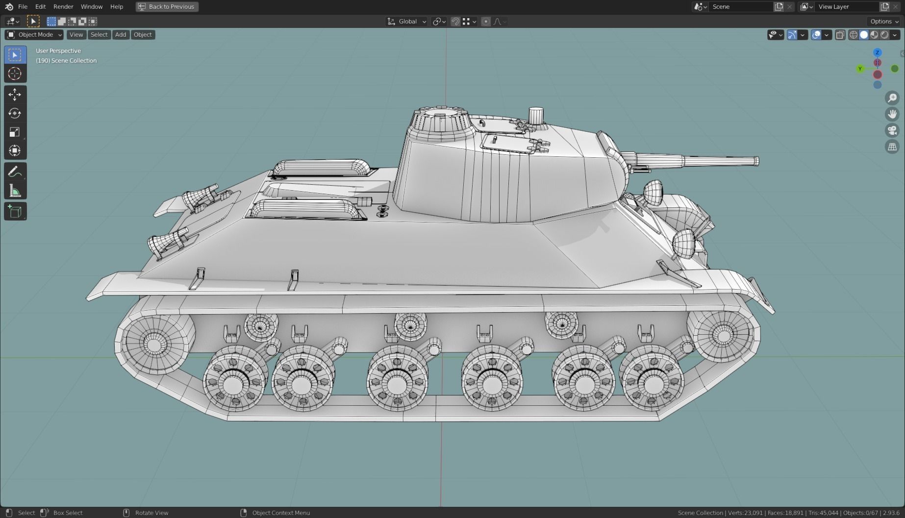 T 50 Tank Base Mesh Low-poly 3D model_15