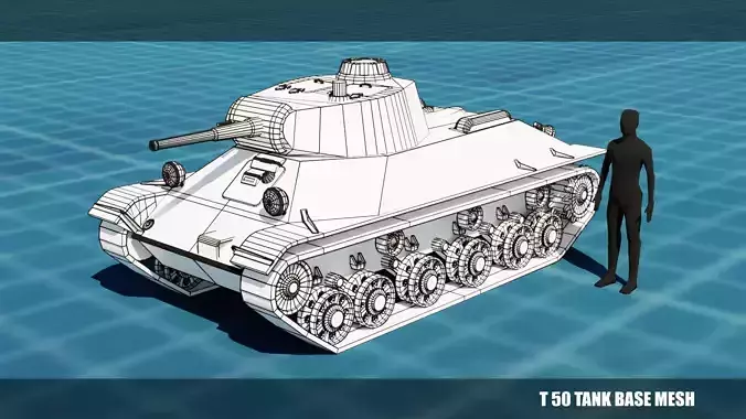 T 50 Tank Base Mesh Low-poly 3D model