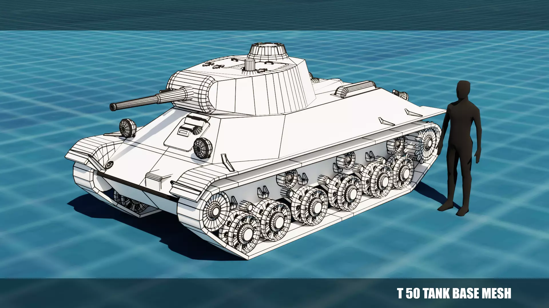 T 50 Tank Base Mesh Low-poly 3D model_0